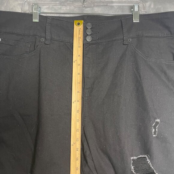 New Torrid Jegging Skinny High Rise Jean Destructed Black Womens Plus Size 26 XS - Picture 9 of 11